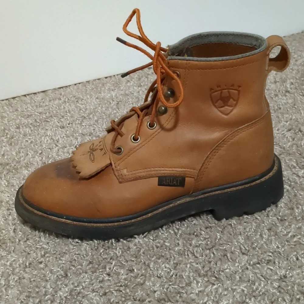 Vintage Ariat Leather Work Lace Up Booties